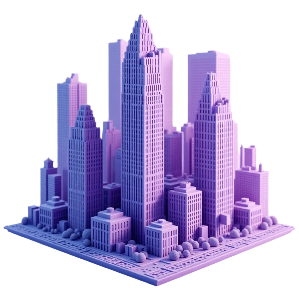 Urban Skyline in Purple